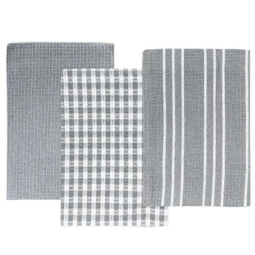 Wrapables 100% Cotton Kitchen Dish Towels (Set of 3), Gray Perspective: front
