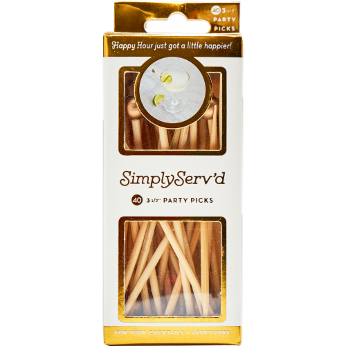 Simply Serv'd Party Picks - Gold Perspective: front