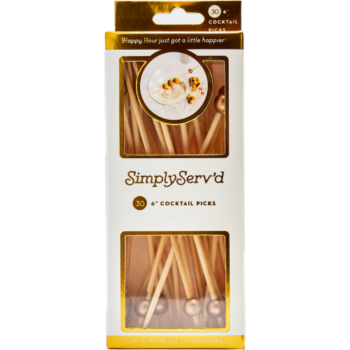 Simply Serv'd Cocktail Picks - Gold Perspective: front