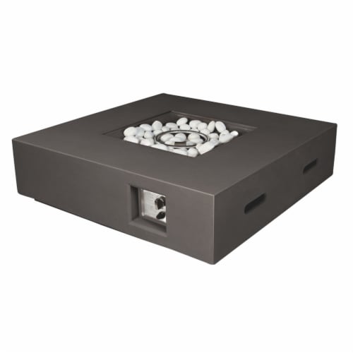 Lexora LB107042SB00000 42 in. Brenta Outdoor Square Gas Firepit Table, Dark Grey Perspective: front