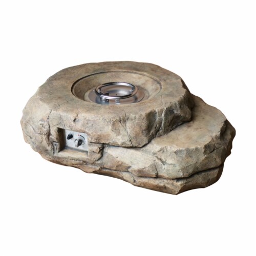 Lexora LK124049UM00000 94 in. Kivi Rock Shaped Fire Pit With Round Burner Kit Perspective: front