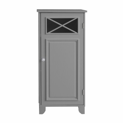 Elegant Home Fashions Bathroom Floor Cabinet With One Door Grey Dawson EHF-6834G Perspective: front