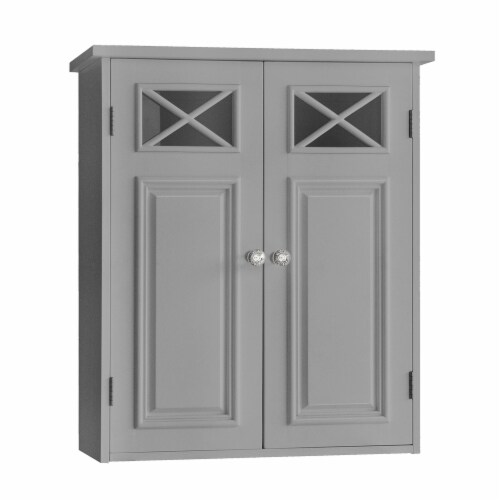 Elegant Home Fashions Bathroom Wall Cabinet With Two Doors Grey Dawson EHF-6810G Perspective: front