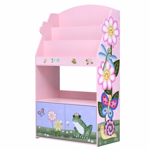 Fantasy Fields Kids Magic Garden Wooden Bookcase Book Shelf Organizer Rack Pink Perspective: front