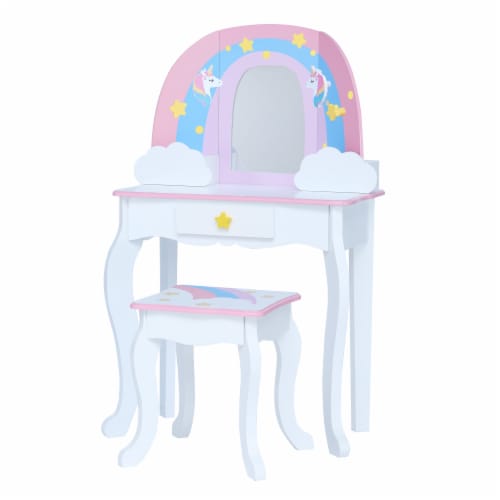 Teamson Kids Little Dreamer Rainbow Unicorn Vanity Table Set w Mirror Stool 1 Fry s Food Stores
