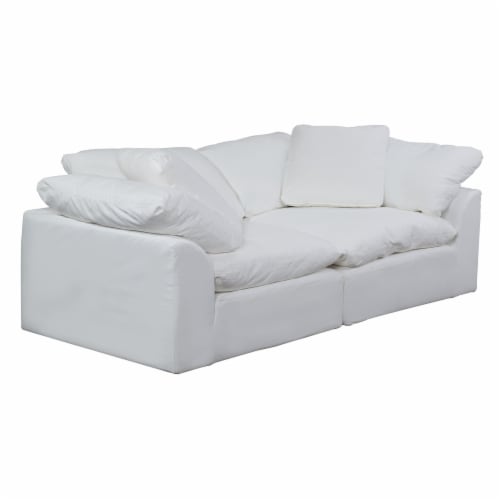 Slipcover for 2 Piece Modular Large Loveseat | Sectional Sofa Cover | White Perspective: front