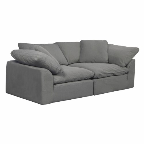 Slipcover for 2 Piece Modular Large Loveseat |Sectional Sofa Cover | Gray Perspective: front