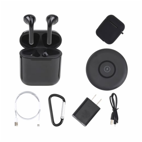 Airplus Wireless Bluetooth Earphones with Accessories Bundle - Black Perspective: front