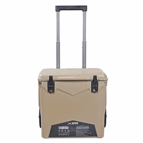 Xspec 45 Quart Towable Roto Molded Ice Chest Outdoor Cooler with Wheels, Sand Perspective: front