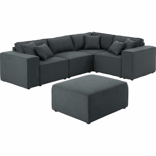 Black on sale linen sectional