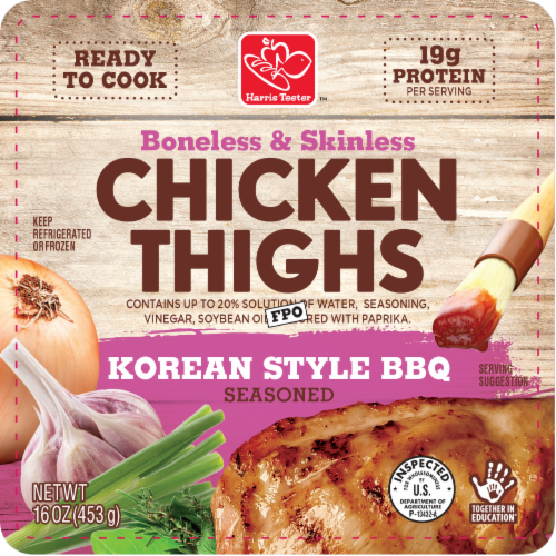 Harris Teeter™ Seasoned Korean Style BBQ Boneless & Skinless Chicken Thighs Ready To Cook Meal Perspective: front