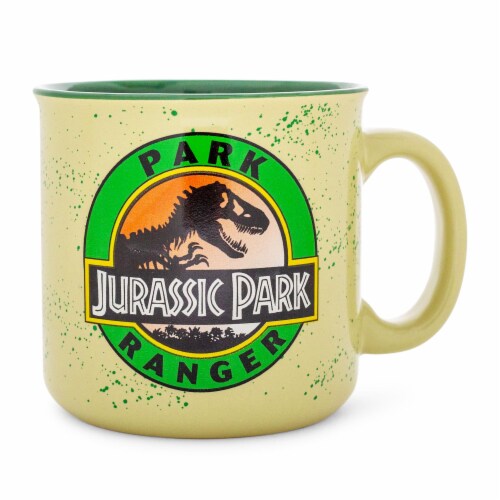 Jurassic Park Ranger Ceramic Camper Mug | Holds 20 Ounces Perspective: front