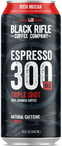 Black Rifle® Rich Mocha Espresso 300mg Triple Shot Iced Coffee Can Perspective: front