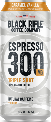 Black Rifle® Espresso 300mg Caramel Vanilla Triple Shot Iced Coffee Can Perspective: front