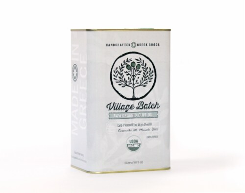 Village Batch Raw Organic Extra Virgin Olive Oil Perspective: front