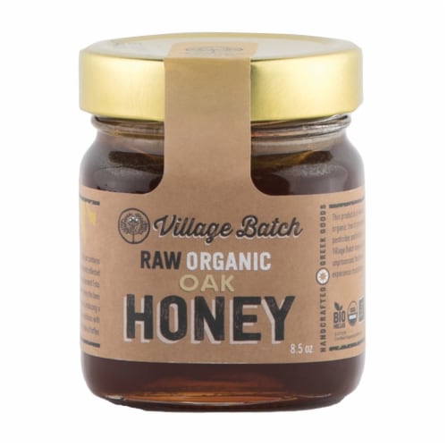 Village Batch Raw Organic Oak Honey Perspective: front