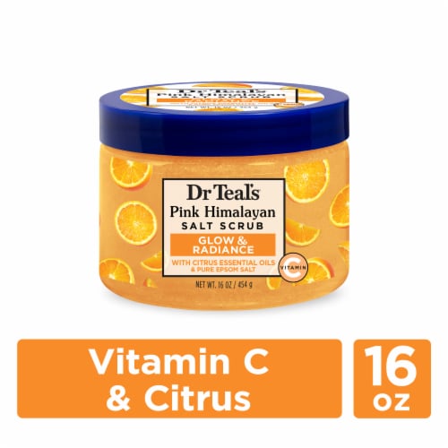 Dr Teal's Pink Himalayan Glow & Radiance Salt Citrus Scrub Perspective: front