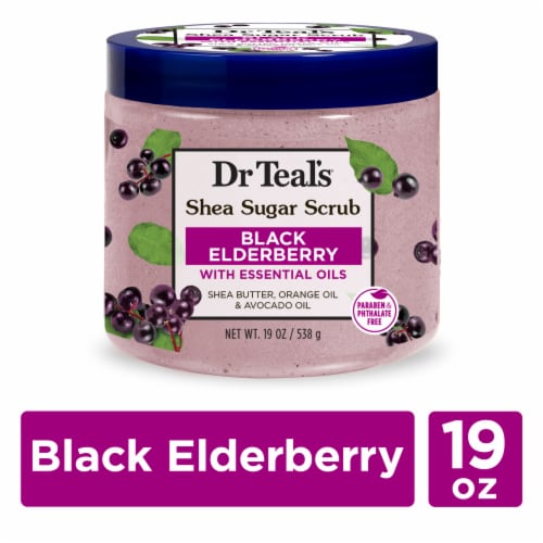 Dr Teal's Black Elderberry Shea Sugar Scrub Perspective: front