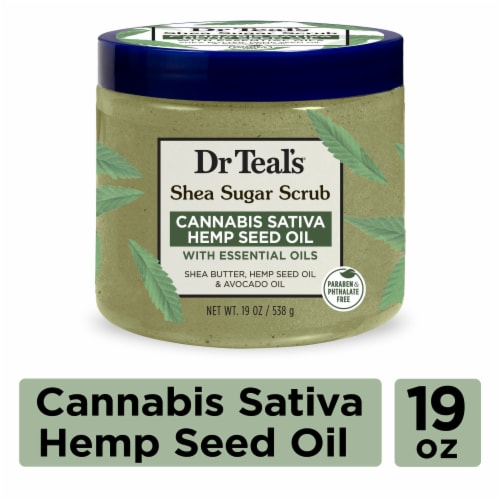 Dr Teal's Cannabis Setiva Hemp Seed Oil Shea Sugar Scrub Perspective: front