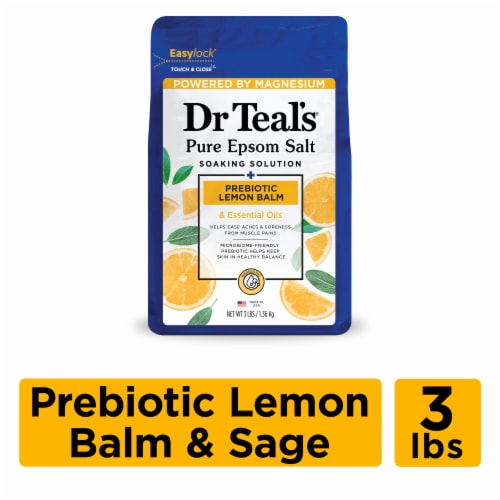 Dr Teal's® Prebiotic Lemon Balm Pure Epsom Salt Soaking Solution Perspective: front