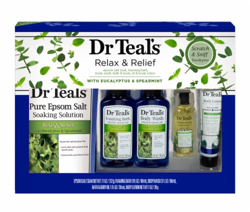 Dr. Teal's® Relax and Relief Eucalyptus Bathroom Gift Set Perspective: front