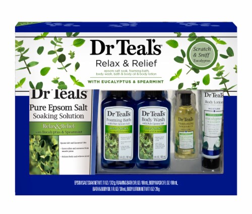 Dr. Teal's® Relax and Relief Eucalyptus Bathroom Gift Set Perspective: front