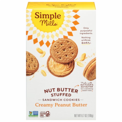 Simple Mills® Creamy Peanut Butter Stuffed Sandwich Cookies Perspective: front