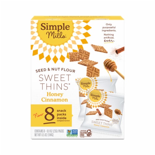 Simple Mills Honey Cinnamon Seed & Nut Flour Sweet Thins Cinnamon Cookies Perspective: front