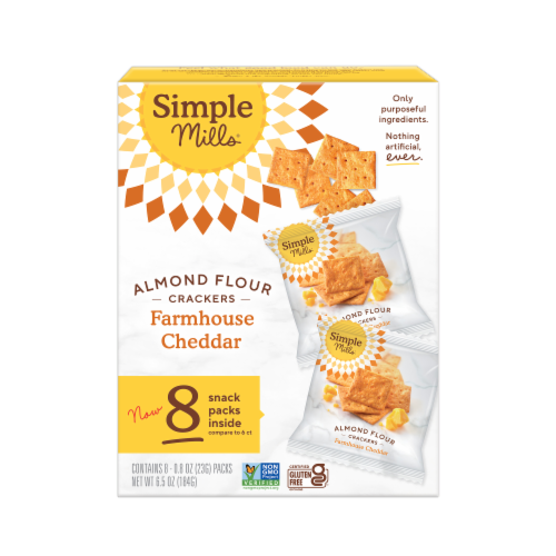 Simple Mills® Farmhouse Cheddar Almond Flour Cracker Snack Pack Perspective: front