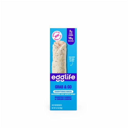 Egglife Grab & Go Everything Bagel Roasted Turkey & Cream Cheese Power Wrap Perspective: front