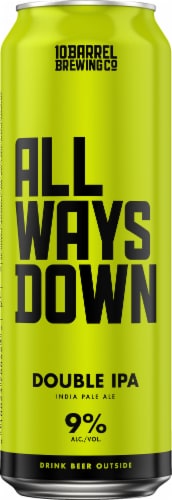 10 Barrel Brewing Co All Ways Down Double IPA Beer Perspective: front