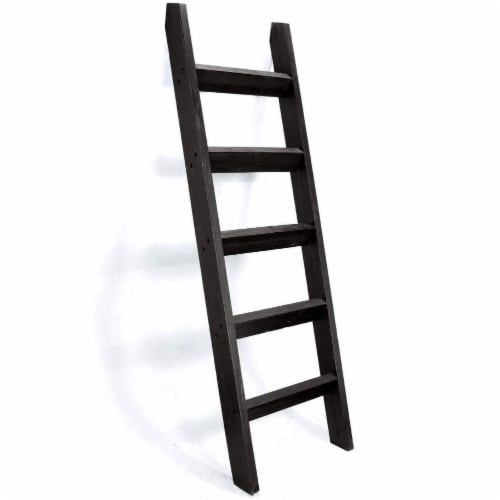 Hallops 5ft Blanket Ladder Thick Black Wood Rustic Farmhouse