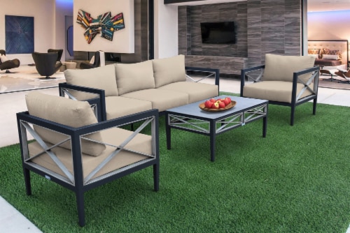 Sonoma Outdoor 4 piece Set in Dark Grey Finish and Taupe Cushions 1 unit Kroger