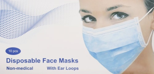 Disposable Face Masks with Ear Loops Perspective: front