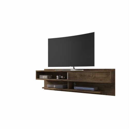 Astor 70.86 Floating Entertainment Center in Rustic Brown Perspective: front