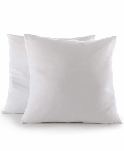 Cheer Collection Set of 2 Decorative White Square Accent Throw Pillows and Insert Perspective: front