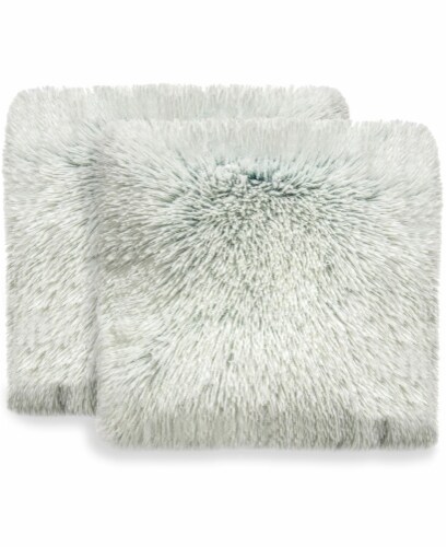 Cheer Collection Shaggy Long Hair Plush Faux Fur Accent Pillows - 20 x 20 inches - Set of 2 Perspective: front