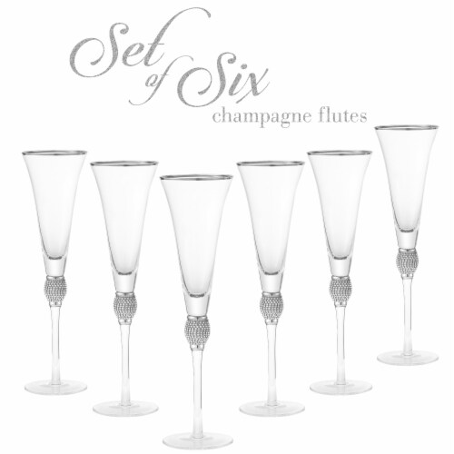 Berkware Rosè Wine Glass with Rhinestone Design and Gold Rim Set of 6, 1 -  Kroger