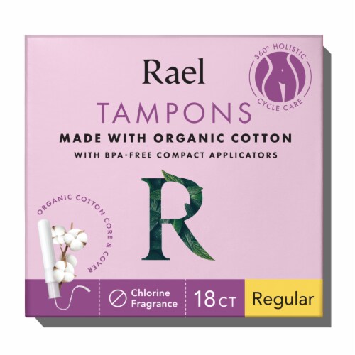 Rael Regular Absorbent Organic Cotton Tampons Perspective: front