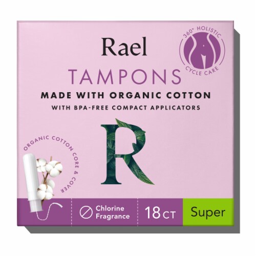 Rael Super Absorbent Organic Cotton Tampons Perspective: front