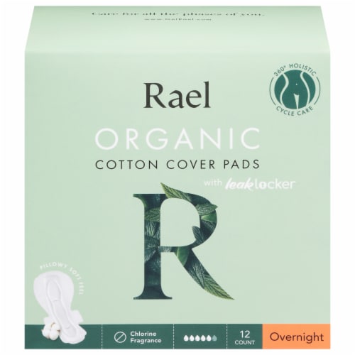 Rael Organic Cotton Cover Overnight Pads Perspective: front