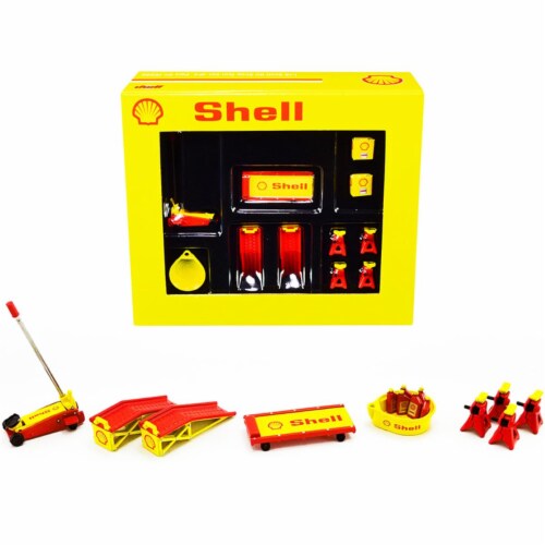 GMP 18950 Shop Tool Shell Oil 1-18 Scale Diecast Replica Car - 6 Piece Perspective: front