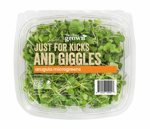 The Villages Grown Microgreens Arugula Clamshell Perspective: front