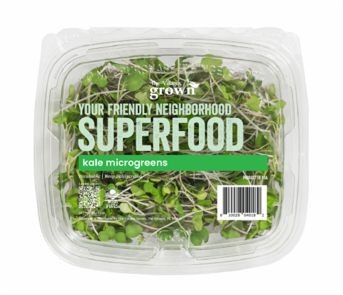 The Villages Grown Microgreens Kale Clamshell Perspective: front