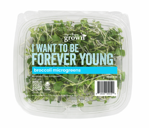 The Villages Grown® Microgreens Broccoli Clamshell Perspective: front