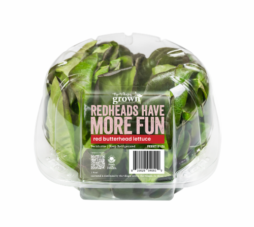 The Villages Grown Red Butterhead Lettuce Clamshell Perspective: front