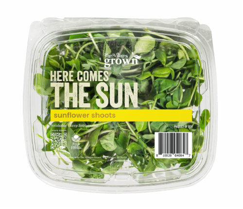 The Villages Grown Microgreens Sunflower Shoots Clamshell Perspective: front
