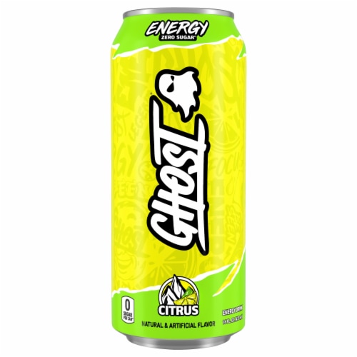 Ghost® Zero Sugar Citrus Energy Drink Can Perspective: front