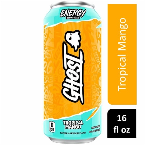 Ghost® Zero Sugar Tropical Mango Energy Drink Can Perspective: front