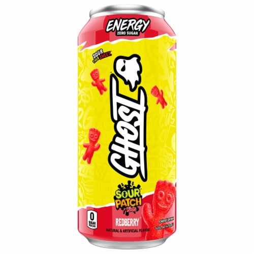 Ghost® Zero Sugar Sour Patch Kids® Redberry® Energy Drink Can Perspective: front